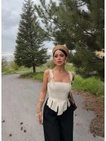 Bej Softline Askılı Crop