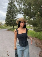 Siyah Softline Askılı Crop