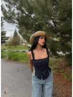 Siyah Softline Askılı Crop