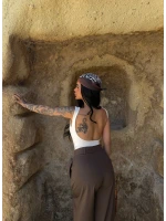 Beyaz Sırt Dekolte Bodysuit