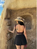 Kahve Sırt Dekolte Bodysuit