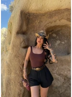 Kahve Sırt Dekolte Bodysuit
