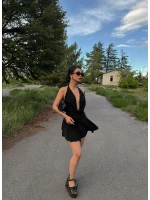 Siyah Degaje Droplu Şortlu Elbise