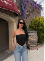 Siyah Sırt Dekolte Balenli Korse