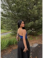 Mavi İp Askılı Degaje Bodysuit