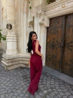 Bordo Tek Omuz Büzgülü Salaş Tulum