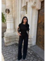 Siyah Kayık Yaka Viskon İkili Takım