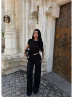 Siyah Kayık Yaka Viskon İkili Takım
