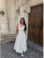 Sarı Spring Çiçek Desenli Elbise