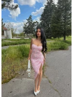 Flower İçi Destekli Büzgülü Elbise