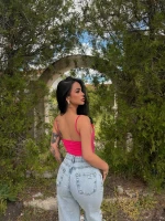 Pembe Neon Güpürlü Bodysuit