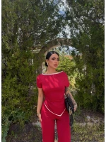 Bordo Biyeli Viskon Asimetrik Takım