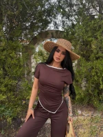 Kahve Biyeli Viskon Asimetrik Takım