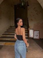 Siyah Aksesuarlı Bodysuit