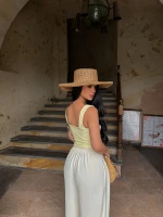 Sarı Göğüs Bağcıklı Biyeli Crop