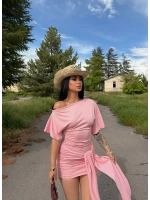 Pembe Fame Kuşaklı Elbise