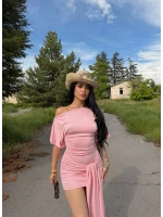 Pembe Fame Kuşaklı Elbise