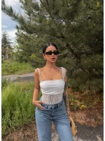 Beyaz Angel Güpür Askılı Bodysuit