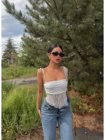 Beyaz Angel Güpür Askılı Bodysuit