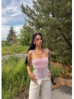 Pembe Angel Güpür Askılı Bodysuit