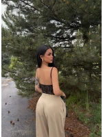 Siyah Angel Güpür Askılı Bodysuit