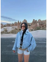 Balon Kollu Cropped Denim Ceket