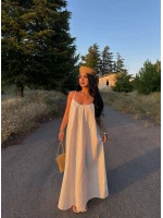 Beyaz Alina Müslin Salaş Elbise