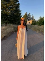 Beyaz Alina Müslin Salaş Elbise
