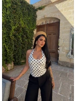 Beyaz Boyundan Geçmeli Puantiyeli Crop