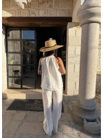 Beyaz Capri Boyundan Geçmeli Takım