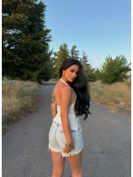 Beyaz Çift Yırtmaçlı Modal Bluz