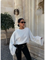 Beyaz İspanyol Kol Basic Sweat