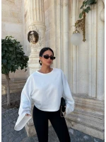 Beyaz İspanyol Kol Basic Sweat