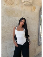 Beyaz Kare Yaka Basic Bodysuit