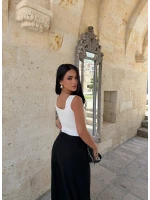 Beyaz Kare Yaka Basic Bodysuit
