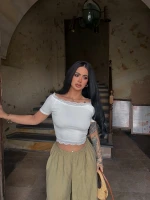 Beyaz Kayık Yaka Güpürlü Crop