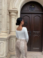 Beyaz Lisa Kare Yaka Bodysuit