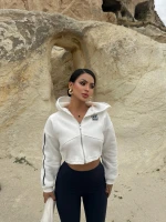 Beyaz Nyc Korseli Fermuarlı Sweat