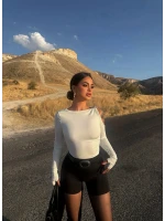Beyaz Omuz Tokalı Sandy Crop