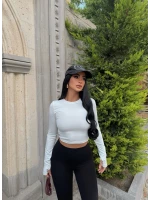 Beyaz Parmak Geçmeli Scuba Crop