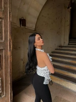 Beyaz Puantiyeli Kat Kat Bluz