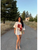 Beyaz Red Oversize Baskı Tişört