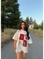 Beyaz Red Oversize Baskı Tişört
