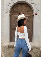 Beyaz Sırt Açık Basic Crop