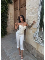 Beyaz Slim Fit Kapri Pantolon