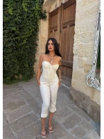 Beyaz Slim Fit Kapri Pantolon