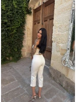 Beyaz Slim Fit Kapri Pantolon