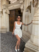 Beyaz Verona Drapeli Elbise