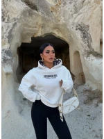 Beyaz Vibes Sırt Baskı Sweat
