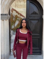 Bordo Vella Ribana Üçlü Takım